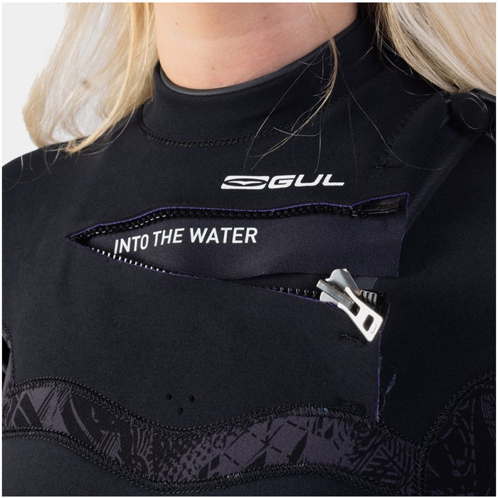 2023 Gul Womens Response FX 5/4mm Chest Zip Wetsuit RE1265-C1 - Black / Broken Palm